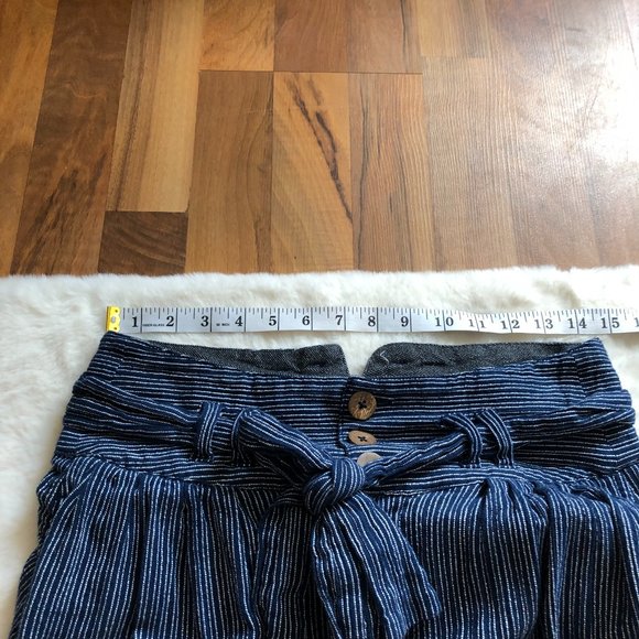 Free People Stripe High Waist Paper Bag belted Pants Size 4 - Picture 9 of 11